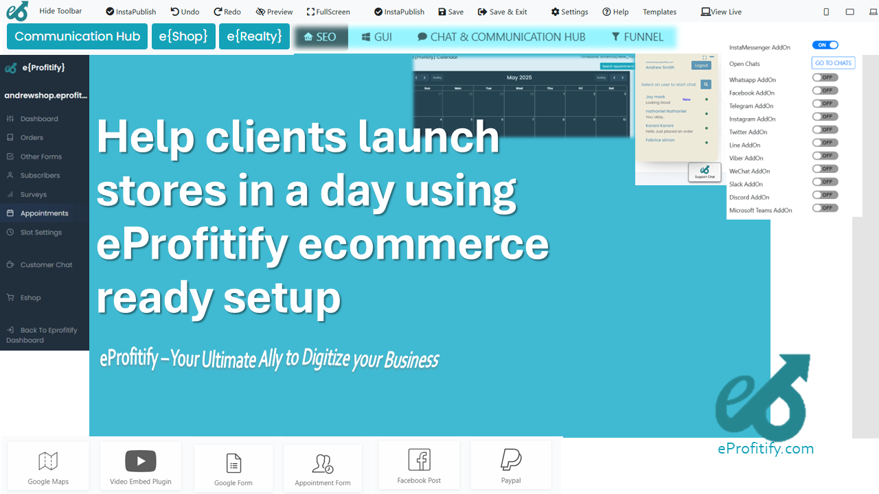Help clients launch stores in a day using eProfitify ecommerce ready setup